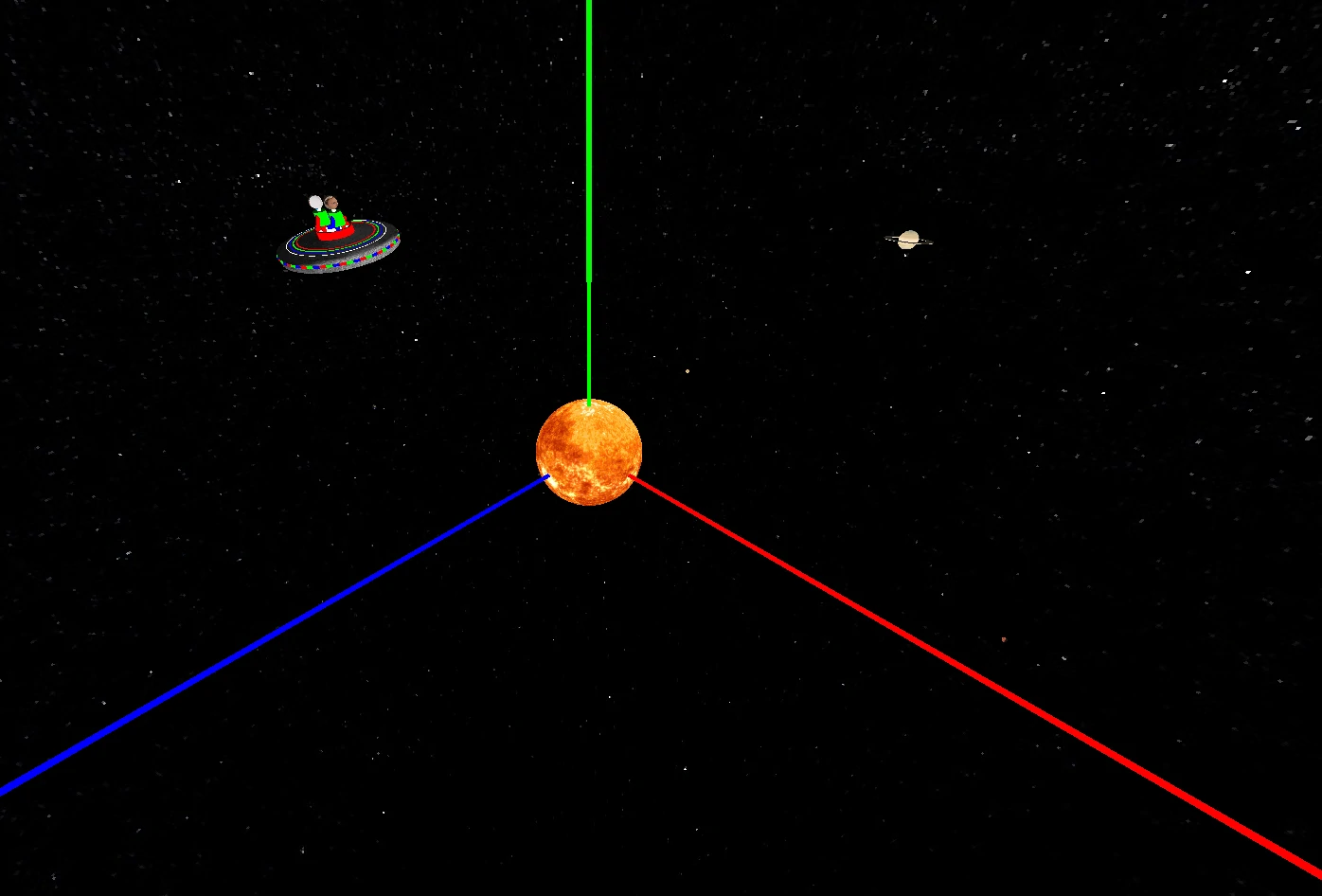 Hierarchically animated UFO orbiting the sun